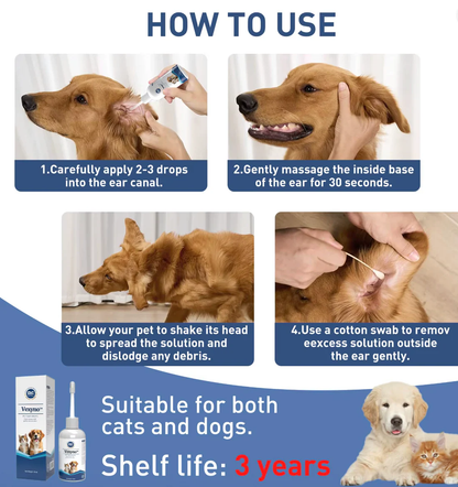 🐶🐱 Ear cleaner, Relieves itching in dogs & cats