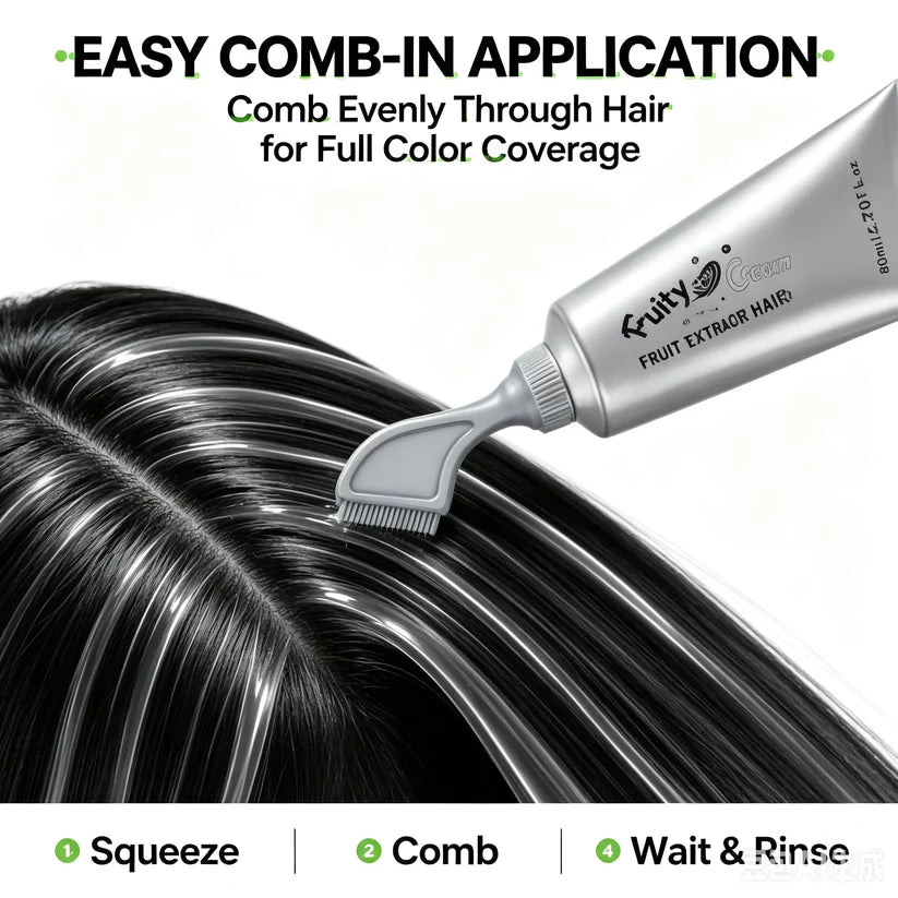 🍇Fruit Extract Hair Dye Comb / Hair Dye Cream — Portable Home Use, Gentle Plant-Based Hair Dye, Reusable No Mix Hair Color✨